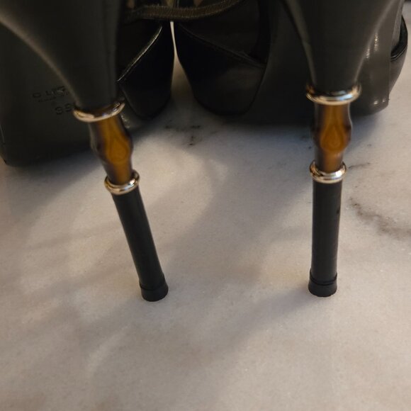 Gucci Black Leather Ankle Strap Stiletto Heels - Picture 6 of 12